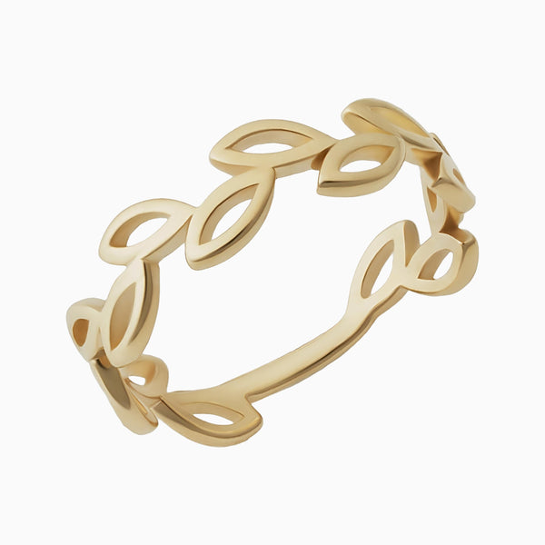 Leaf Design Gold Ring With Diamonds 2 3D model 3D printable | CGTrader